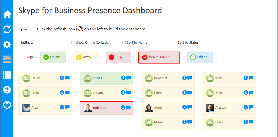 New Presence Dashboard